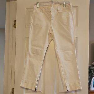 LOFT White Zip-Hem Chino Pants